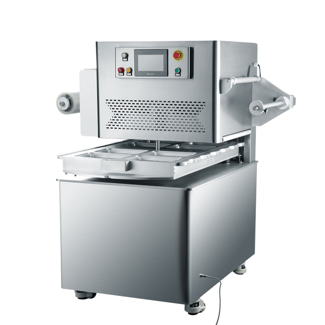 Sellador de bandeja al vac&iacute;o para piel de camar&oacute;n, ZT-480, m&aacute;quina envasadora rotativa al vac&iacute;o, sellador al vac&iacute;o para bandeja de comida y piel