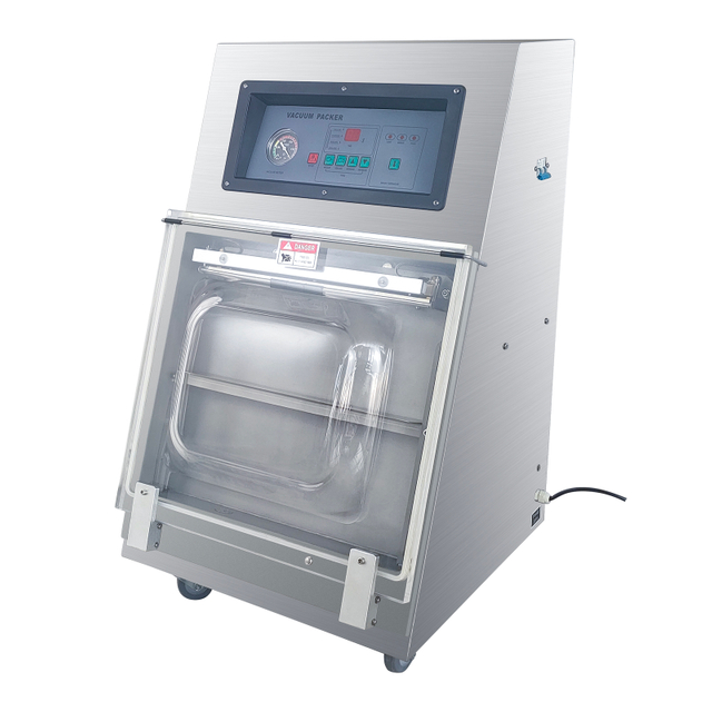 Sellador al vac&iacute;o inclinado DZX-300 para bolsas verticales, dise&ntilde;o estacionario con ruedas giratorias, ideal para uso dom&eacute;stico y comercial