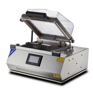 M&aacute;quina de selagem, corte e encolhimento tipo caixa de a&ccedil;o inoxid&aacute;vel FM-3028, m&aacute;quina de embalagem de filme termorretr&aacute;til com tampa superior de vidro integrada