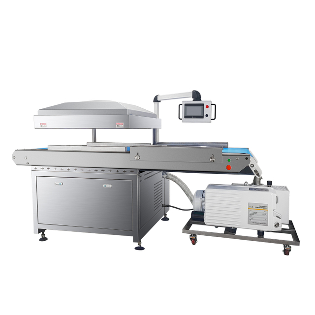 DZQ-800C Полностью автоматическая машина для вакуумной упаковки говядины коробчатого типа ленточного типа для непрерывной вакуумной упаковки мясных продуктов